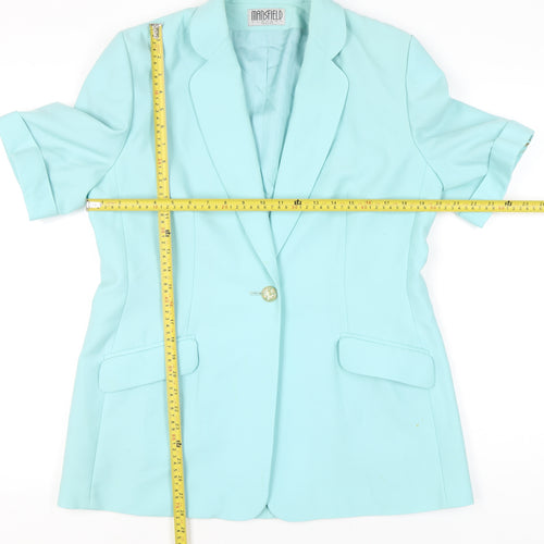 Mansfield Womens Blue Size 14 Wool Single-Breasted Blazer