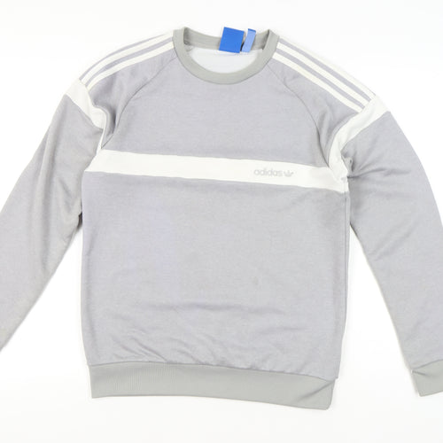Adidas Men’s Grey Small Pullover Sweatshirt Crew Neck Sportswear