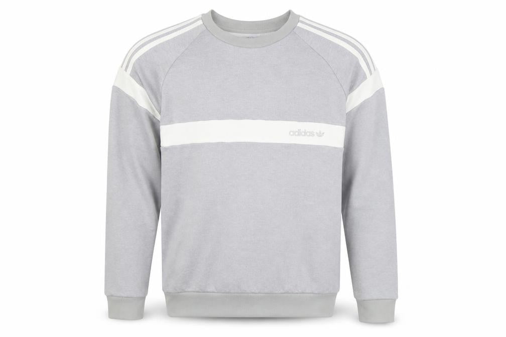 Front view of Adidas Men’s Grey Small Pullover Sweatshirt Crew Neck Sportswear