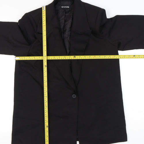 PrettyLittleThing Womens Black Blazer UK 10 Notch Lapel Single-Breasted