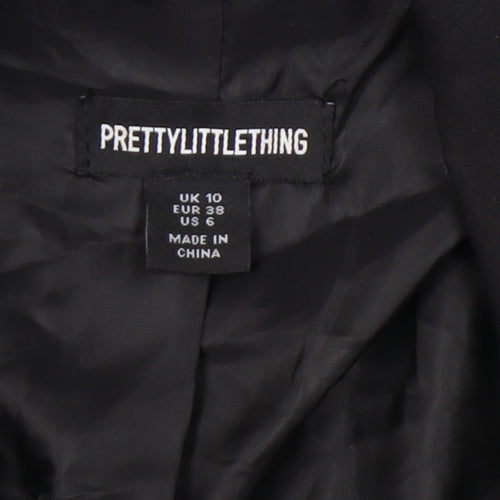 PrettyLittleThing Womens Black Blazer UK 10 Notch Lapel Single-Breasted