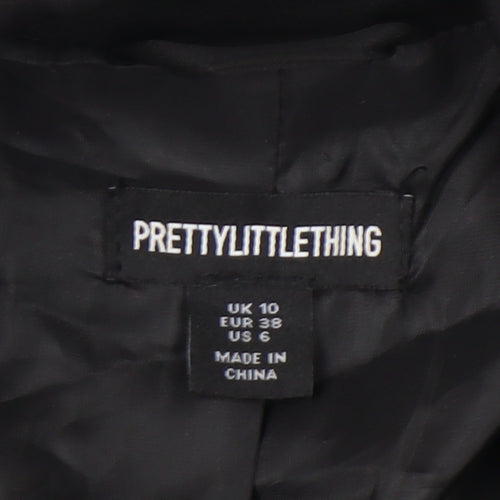 PrettyLittleThing Womens Black Blazer UK 10 Notch Lapel Single-Breasted