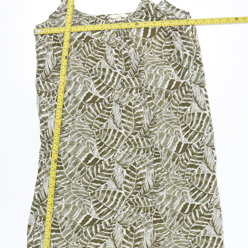 H&M Women’s Green Leaf Print Slip Dress Size 12 Summer Casual