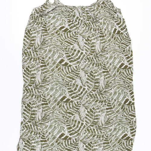 H&M Women’s Green Leaf Print Slip Dress Size 12 Summer Casual