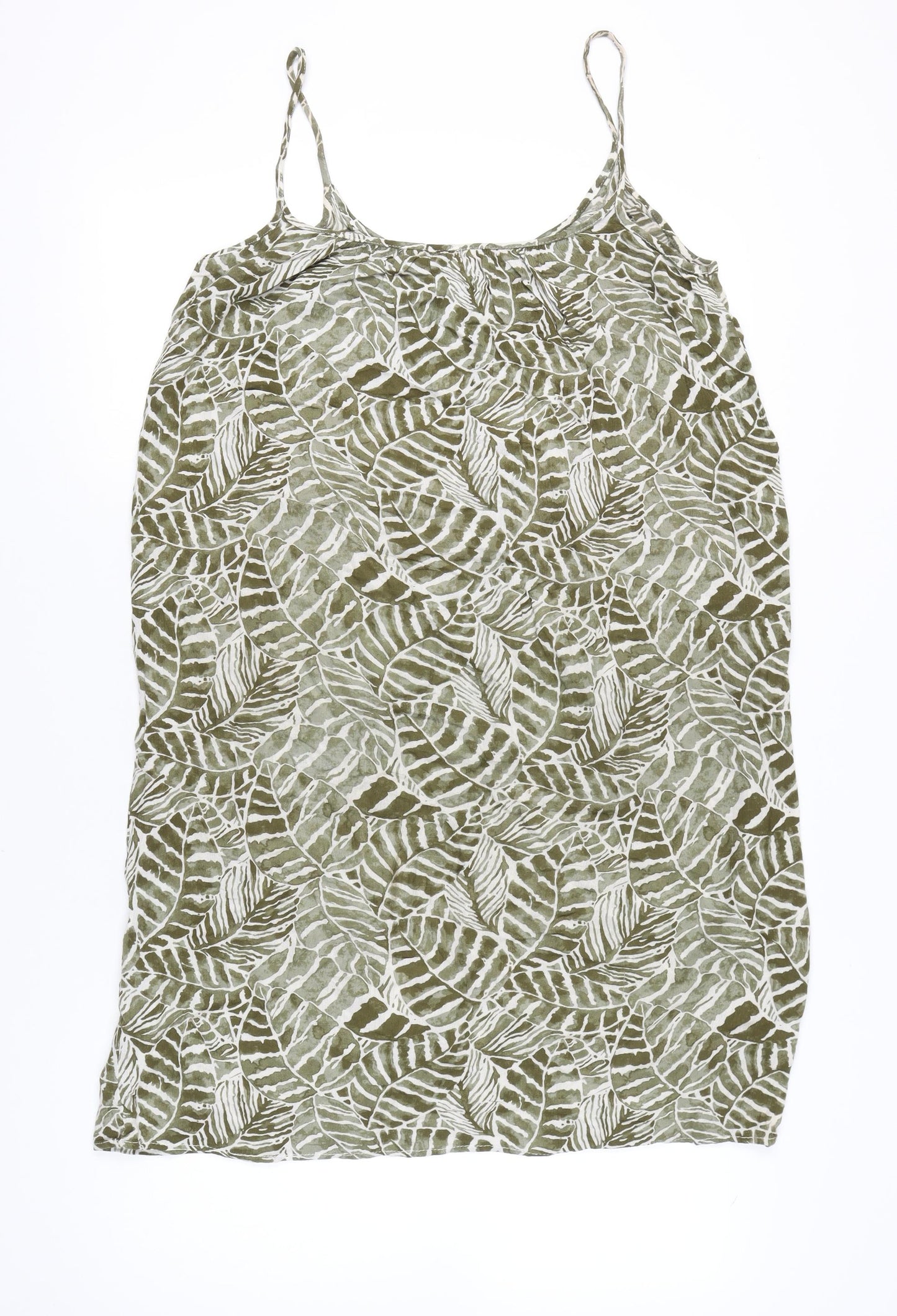 H&M Women’s Green Leaf Print Slip Dress Size 12 Summer Casual