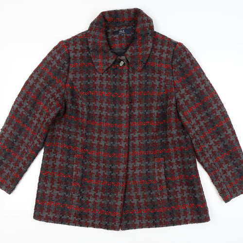 Isle Collection Womens Grey Red Houndstooth Coat Size 18