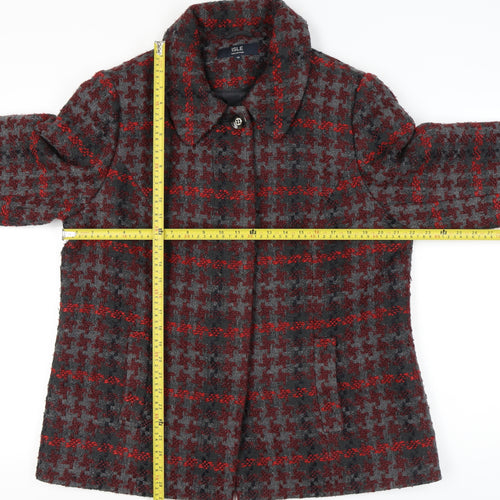 Isle Collection Womens Grey Red Houndstooth Coat Size 18