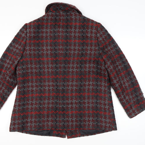 Isle Collection Womens Grey Red Houndstooth Coat Size 18