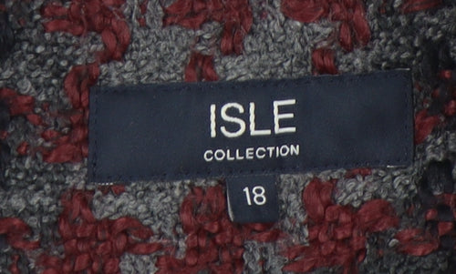 Isle Collection Womens Grey Red Houndstooth Coat Size 18