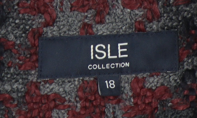 Isle Collection Womens Grey Red Houndstooth Coat Size 18