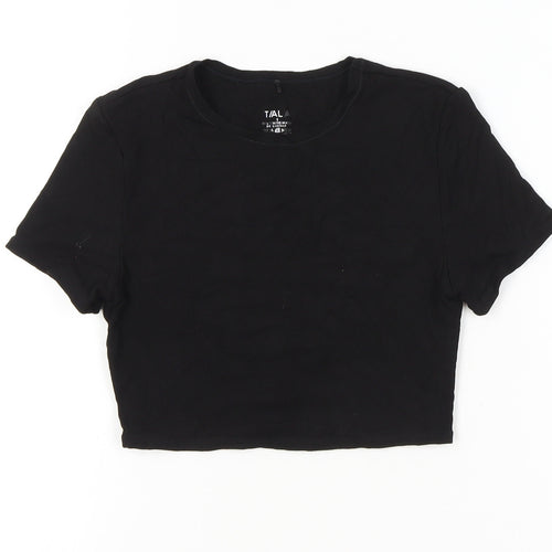 Tala Womens Black Cropped Slim Fit T-Shirt Size S