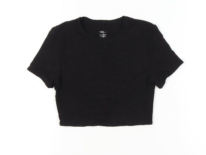 Tala Womens Black Cropped Slim Fit T-Shirt Size S
