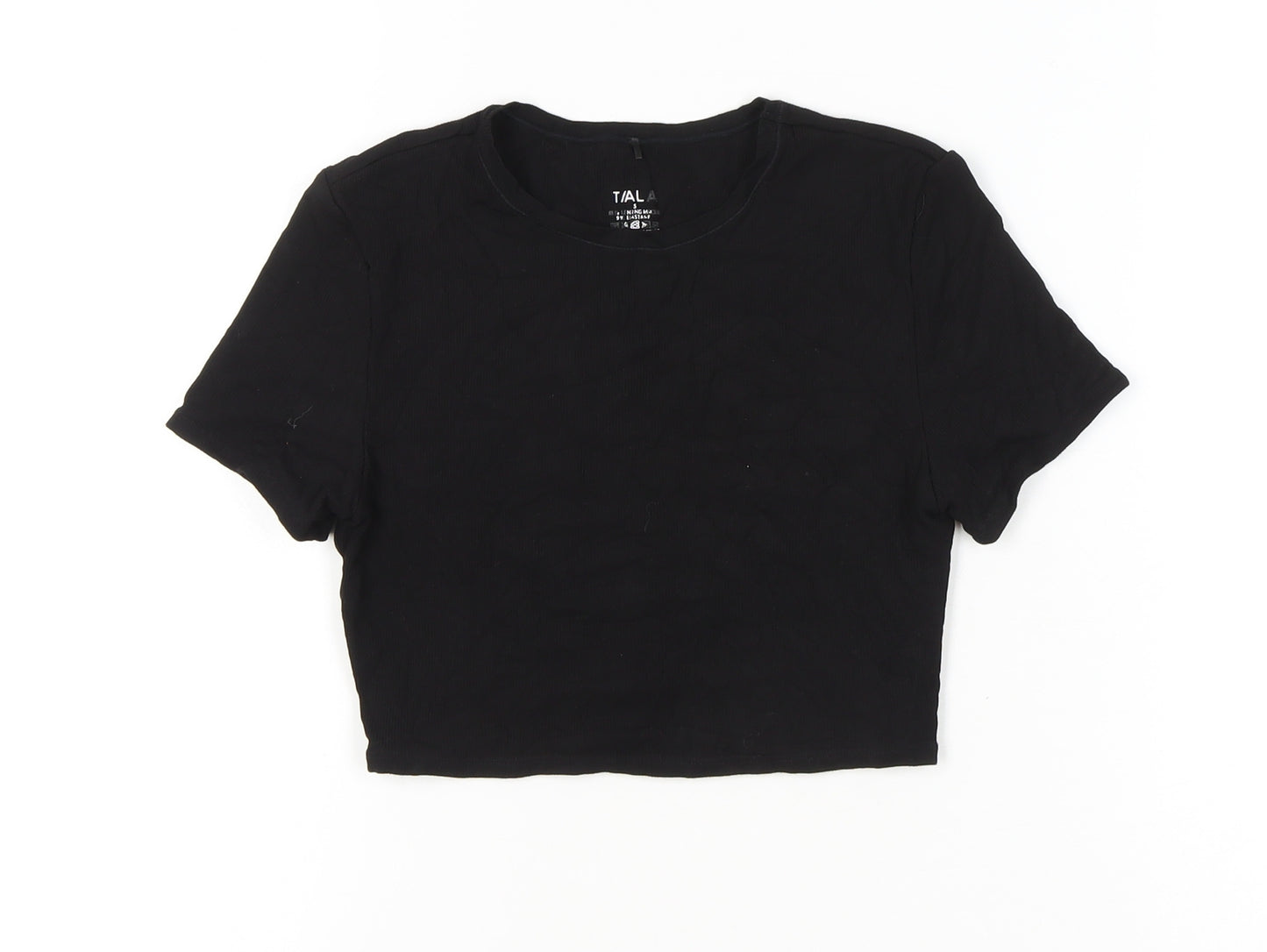 Tala Womens Black Cropped Slim Fit T-Shirt Size S