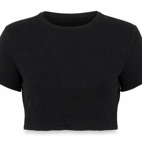 Tala Womens Black Cropped Slim Fit T-Shirt Size S