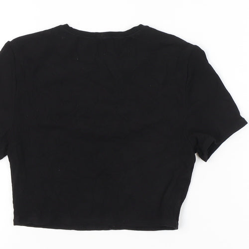 Tala Womens Black Cropped Slim Fit T-Shirt Size S