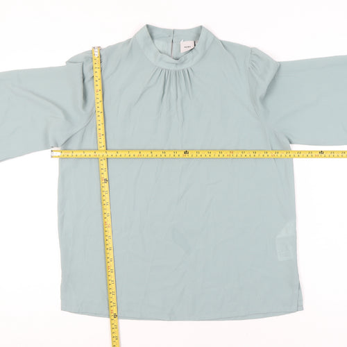 ICHI Womens Blue Long Sleeve High Neck Blouse Size 8