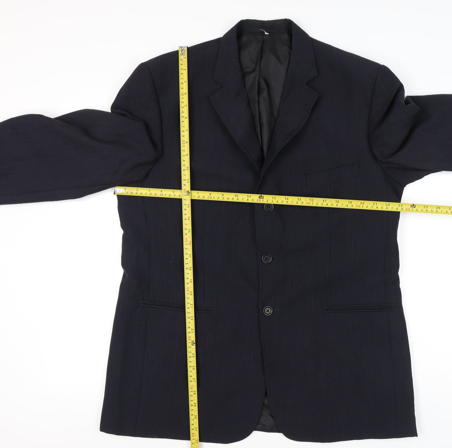 George Men’s Blue 44L Pinstripe Blazer Jacket Formal