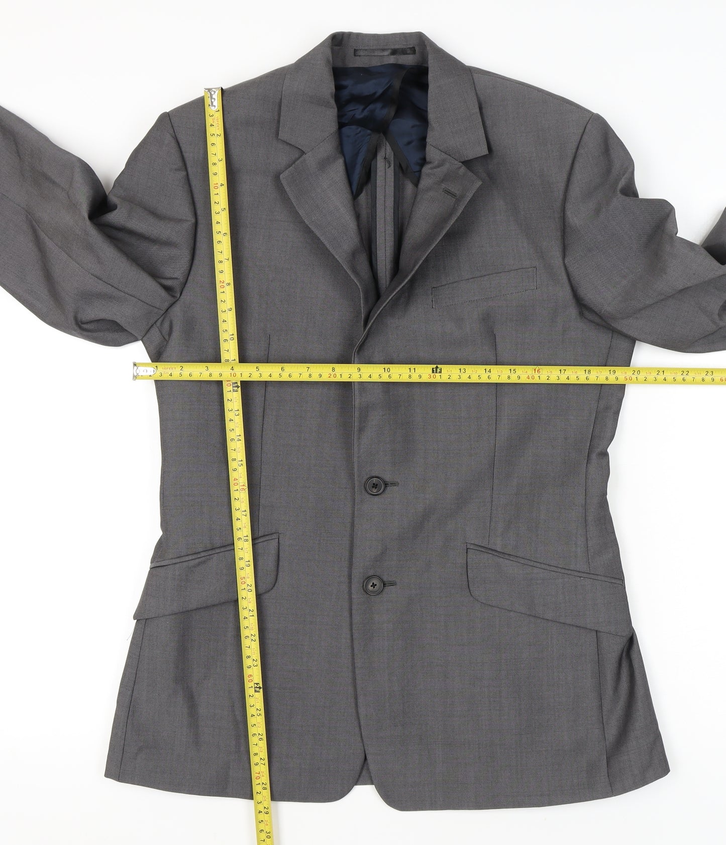 Reiss Men's Grey Slim Fit 38 Chest 32 Waist Two Button Blazer