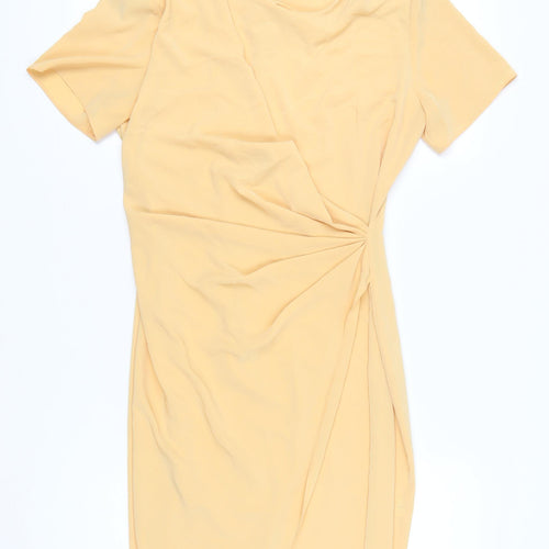 Shelana Women’s Yellow Sheath Dress Size 12 Short Sleeve Knee Length