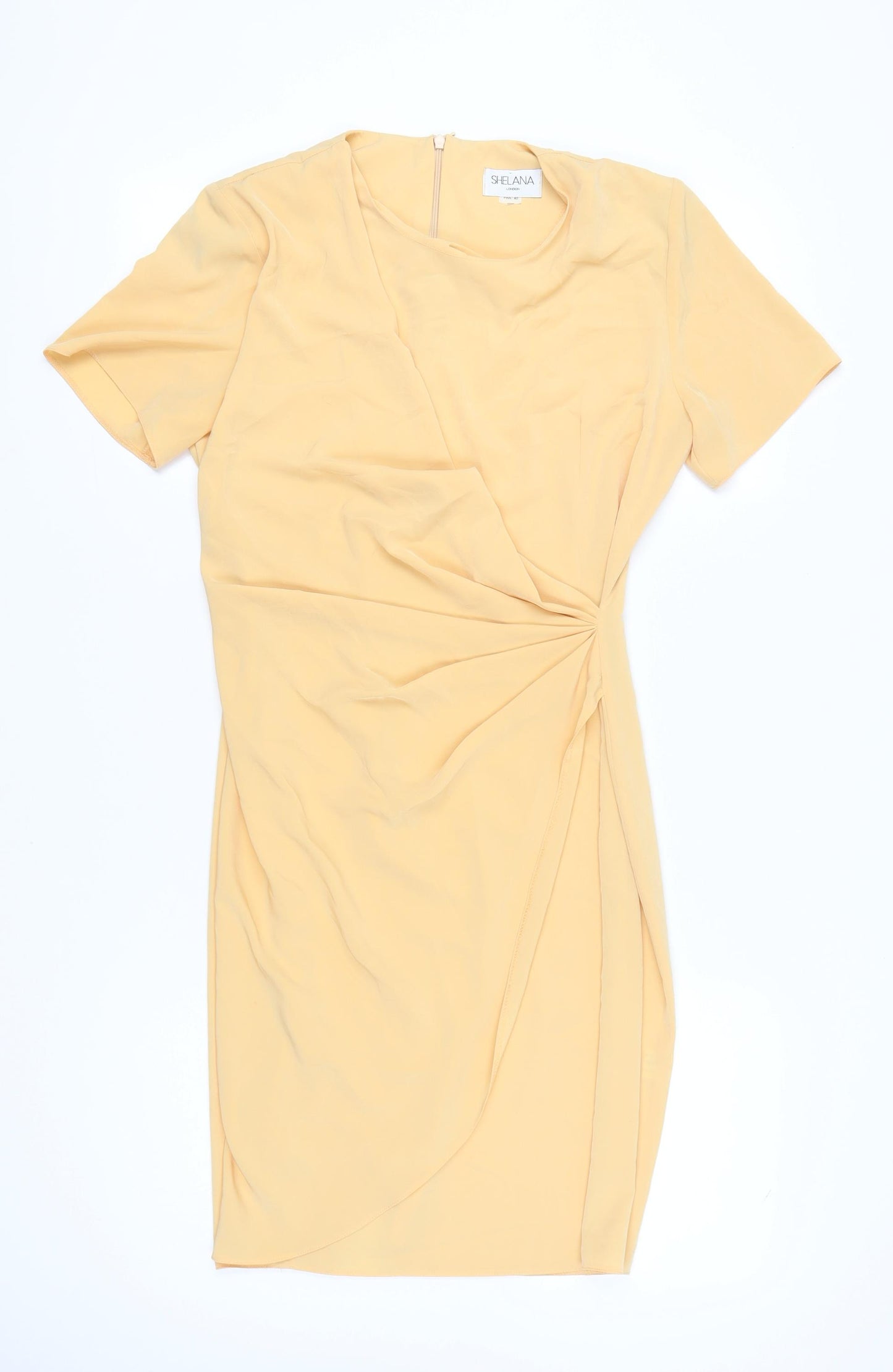 Shelana Women’s Yellow Sheath Dress Size 12 Short Sleeve Knee Length