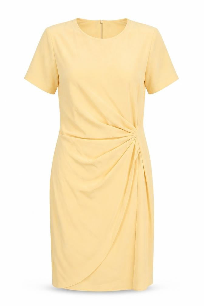 Shelana Women’s Yellow Sheath Dress Size 12 Short Sleeve Knee Length