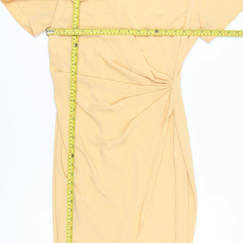 Shelana Women’s Yellow Sheath Dress Size 12 Short Sleeve Knee Length