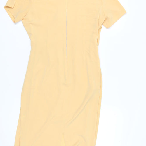 Shelana Women’s Yellow Sheath Dress Size 12 Short Sleeve Knee Length
