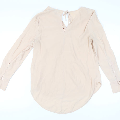Modern Rarity Womens Beige Silk Tunic Blouse Size 10 Long Sleeve