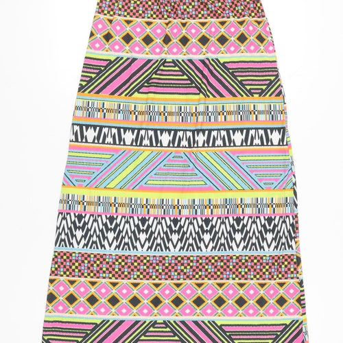 Boohoo Womens Skirt Size 16 Multicoloured Tribal Print A-Line Midi Polyester Stretch