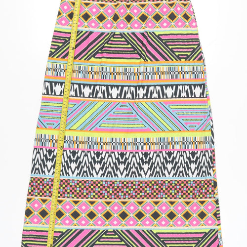 Boohoo Womens Skirt Size 16 Multicoloured Tribal Print A-Line Midi Polyester Stretch
