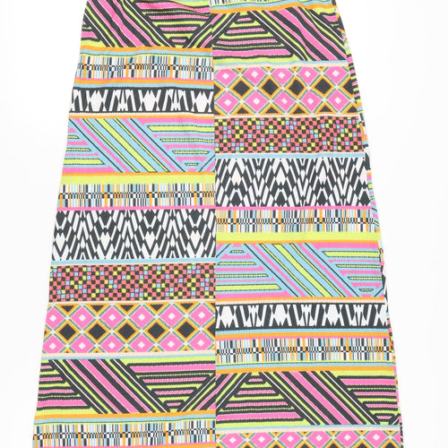 Boohoo Womens Skirt Size 16 Multicoloured Tribal Print A-Line Midi Polyester Stretch