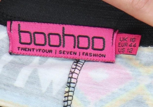 Boohoo Womens Skirt Size 16 Multicoloured Tribal Print A-Line Midi Polyester Stretch