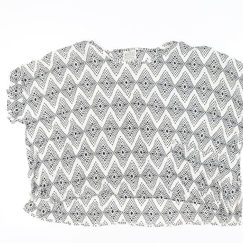 Masai Women’s Black White Geometric Tunic Blouse Size L Viscose