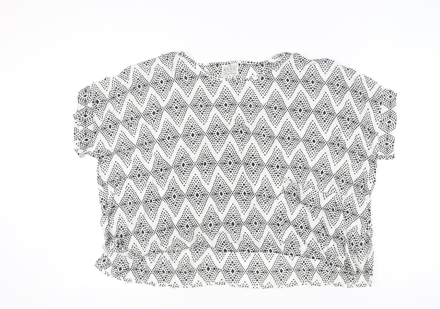 Masai Women’s Black White Geometric Tunic Blouse Size L Viscose