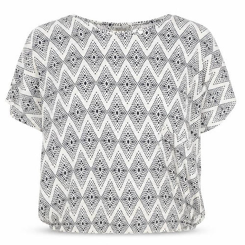 Masai Women’s Black White Geometric Tunic Blouse Size L Viscose