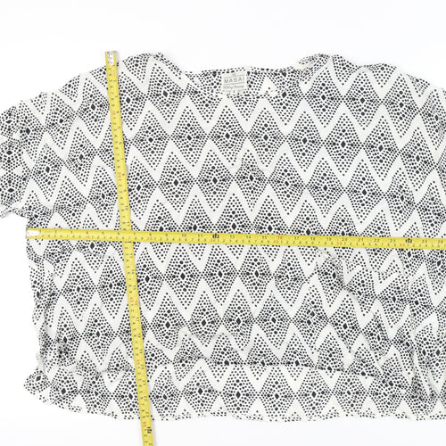 Masai Women’s Black White Geometric Tunic Blouse Size L Viscose