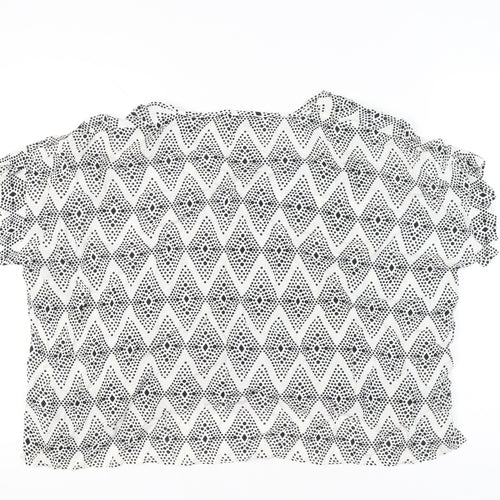 Masai Women’s Black White Geometric Tunic Blouse Size L Viscose