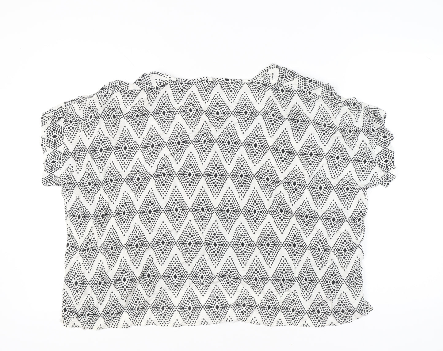 Masai Women’s Black White Geometric Tunic Blouse Size L Viscose