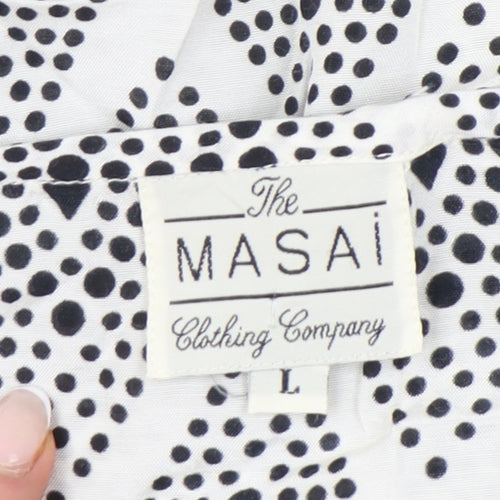 Masai Women’s Black White Geometric Tunic Blouse Size L Viscose