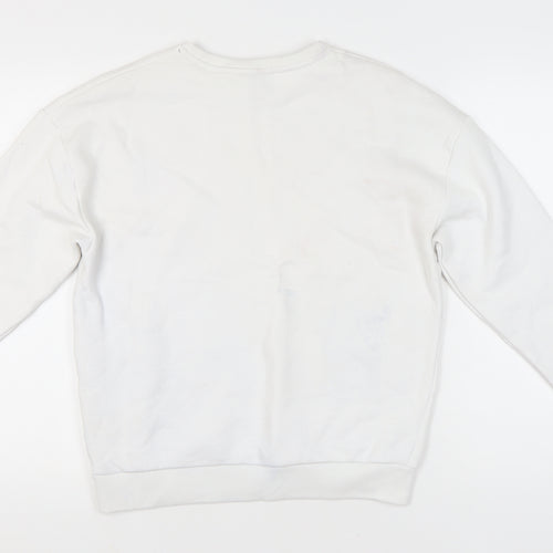 ODolls Womens White Sweatshirt Size 6 Cotton Blend Logo Crew Neck