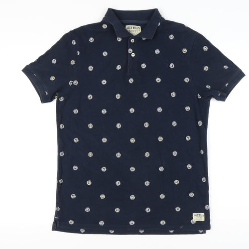Jack Wills Men’s Blue Floral Polo Shirt Size M Cotton Casual