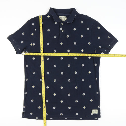 Jack Wills Men’s Blue Floral Polo Shirt Size M Cotton Casual