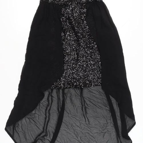 New Look Women's Black Sequin Hi-Low Strapless Party Dress Size 10