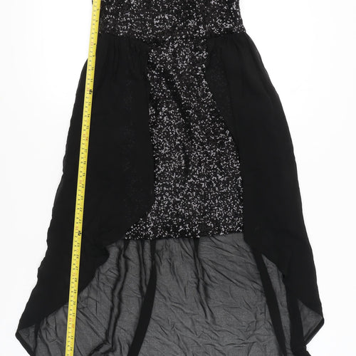 New Look Women's Black Sequin Hi-Low Strapless Party Dress Size 10
