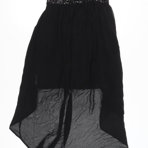 New Look Women's Black Sequin Hi-Low Strapless Party Dress Size 10
