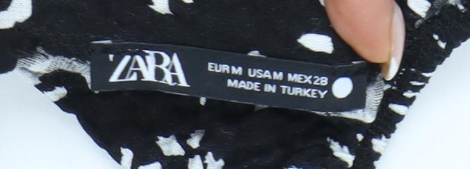 Zara Women’s Black Floral Puff Sleeve Blouse Size M