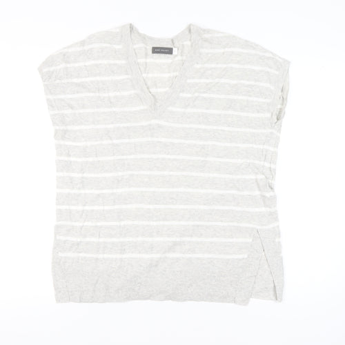 Mint Velvet Womens Grey Striped Sleeveless V-Neck Pullover Jumper M