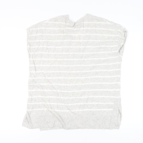 Mint Velvet Womens Grey Striped Sleeveless V-Neck Pullover Jumper M