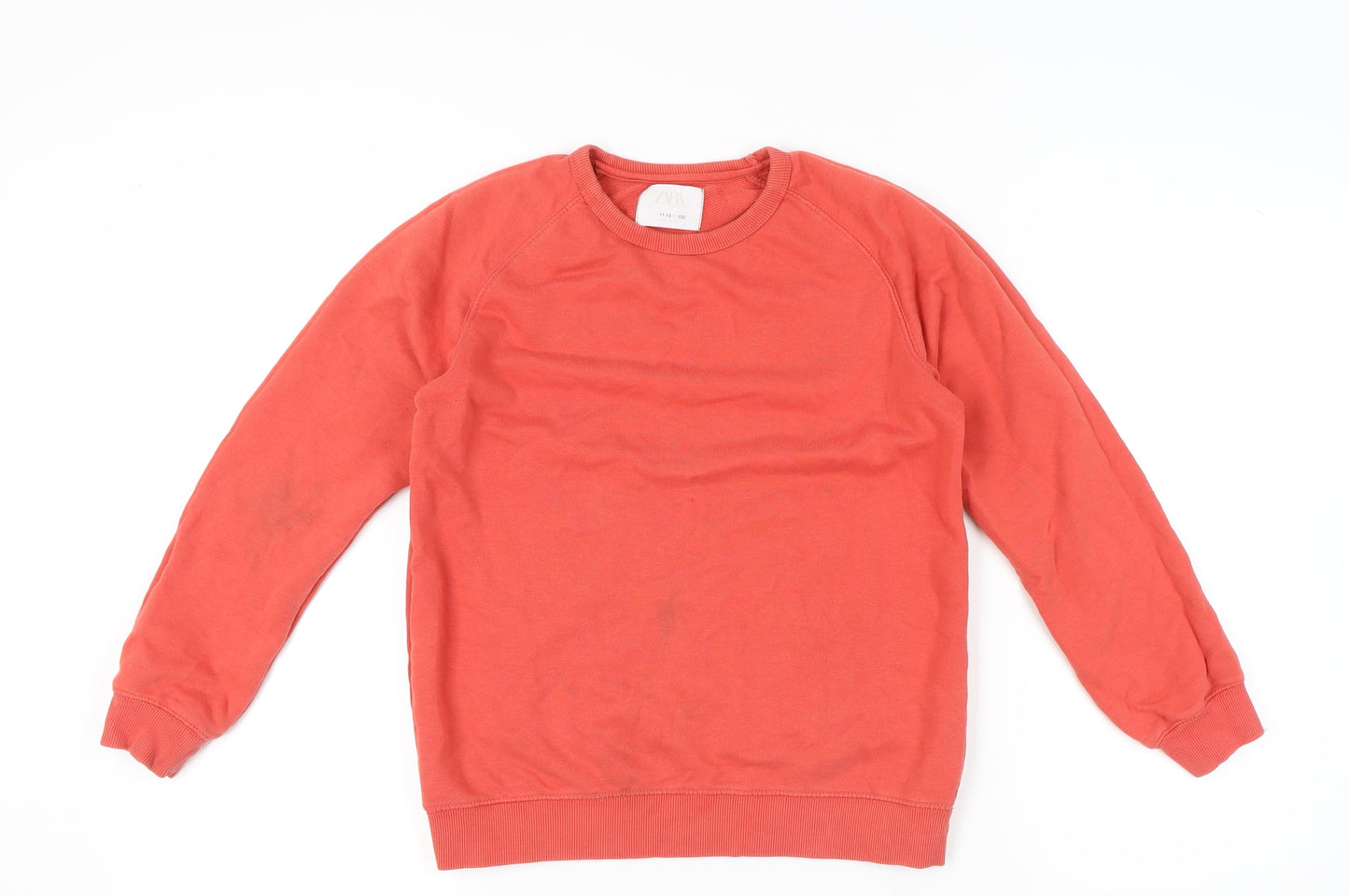 Zara Girls Red Sweatshirt 11-12 Years Long Sleeve Crew Neck Pullover