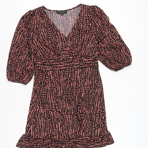 Dorothy Perkins Women’s Pink Black Animal Print Wrap Dress UK 10